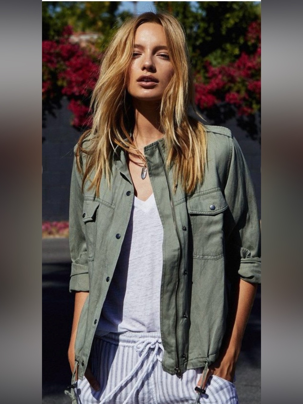 Rails Collins Olive linen blend Utility Jacket  ($215 USD)